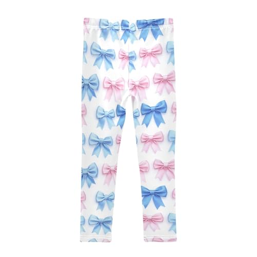 Girls Leggings Blue and Pink Bow Soft Toddler Leggings for Girls Kids Pants Size 4T-10T2