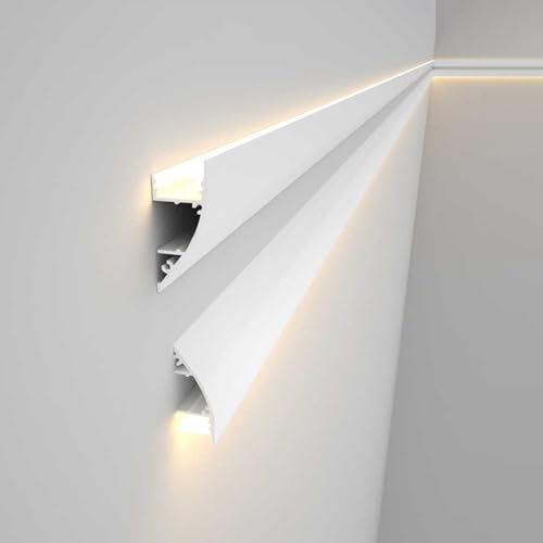 Canale LED in alluminio per illuminazione indiretta, binario durevole per strisce LED, perfetto per soggiorno e camera da letto, soffitto e decorazione da parete