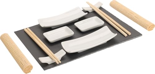 Enevnzo - Platos de bambú para hacer sushi, palillos, cuencos de salsa para chef principiante, 11 unidades, estilo japonés Envenzo