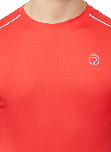 Image of TRUEREVO Mens Solid Half Sleeve Round Neck Sports T Shirt Polyester Fabric with Reflective Details for Gym Training Workout Running