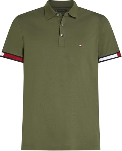 Tommy Hilfiger Herren Poloshirt Kurzarm Flag Cuff Slim Fit, Grün (Army Green), S – Ansicht 6