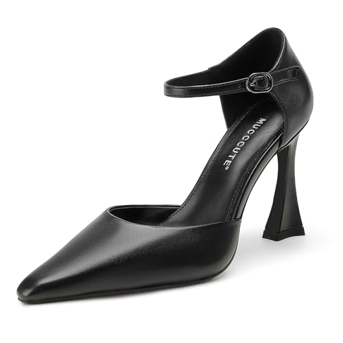 MUCCCUTE 3.5IN High Heels for Women Pointed Closed Toe Sexy Pumps with Buckle Ankle Strap Business Wedding Party Dress Shoes