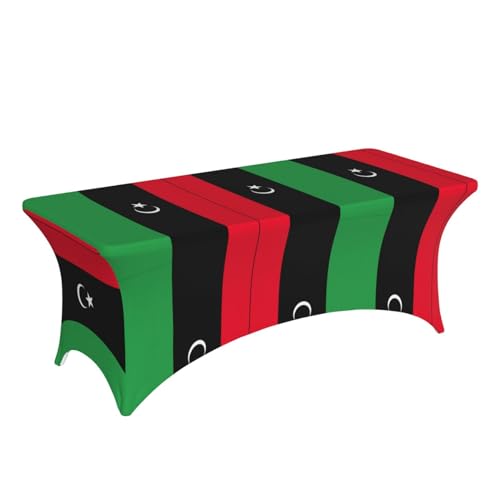 Nappe de table extensible drapeau libyen 1,8m en élasthanne lavable pour banquet