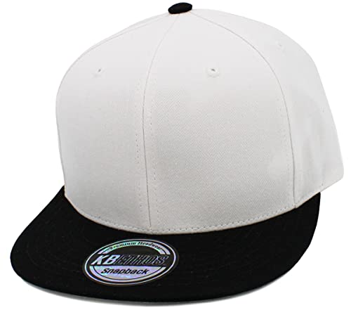 Image of KBETHOS Classic Snapback Hat Blank Cap Underbrim Cotton Wool Blend Flat Visor Adjustable Unisex