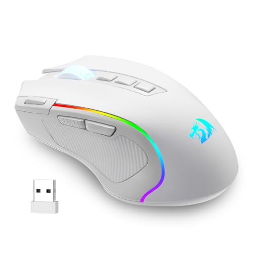 Redragon M612 PRO RGB Gaming Mouse, 8000 DPI Wired/Wireless Optical Mouse with 9 Programmable Buttons & 6 Backlit Modes, BT & 2.4G Wireless, Software Supports, White - Image 9