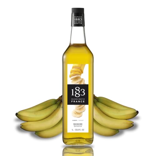 1883 Maison Routin Premium Banana Syrup Flavoured Coffee Syrup for Cocktails Milkshakes and Baking Vegan-Friendly No Preservatives 1L Glass Bottle