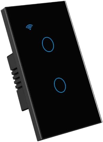 ES Echosmart - Smart Life/Tuya WiFi Light Switch | Black | Live & Neutral/Live Only Compatible | Supports 2-Way Switching via WiFi - perfect for staircases, hallways, and more. (2 Gang/Lever)