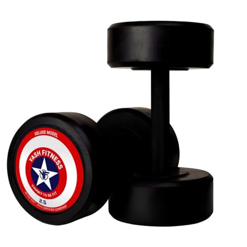 Image of YASH FITNESS Rubber Professional Dumbbells 2.5Kg | Fixed Weight Dumbbell | Dumbbells Set For Home Gym & Gym Training | Gym Equipment Dumbbells Set | Durable Dumbbell Set (Black, Rubber 5Kg)