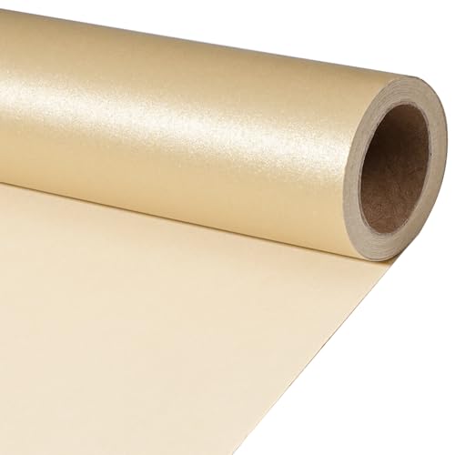BIOBROWN Geschenkpapier Rolle 43 cm x 10 m Gold Perlmutt-Glanz Geschenkpapier in Einfarbig Ideal für Feiertage Hochzeit Valentinstag Geburtstag & Taufe