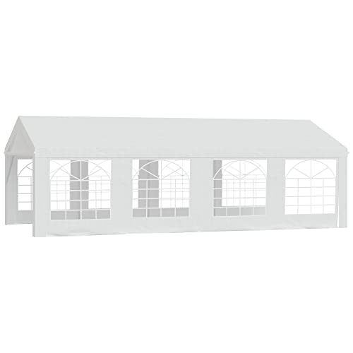 Outsunny Chapiteau Barnum Tente Barnum tonnelle de réception chapiteau de Jardin 8 x 4 x 2,8 m polyéthylène 8 fenêtres et Acier galvanisé Robuste Blanc