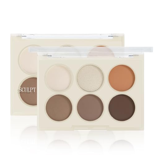 AFGHOUZ Matte Highlighter and Contour Palette, Bronzer Powder Face Glow with Buildable Coverage, Face Sculpting and Shaping, Light to Medium, 6 Colors