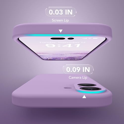 Image of Magnetic for iPhone 16 Case, Compatible with MagSafe, [Screen Protector + Full Camera Protection], Silicone Shockproof Anti-Scratch Protective Phone Case for iPhone 16 6.1 inch, Light Purple