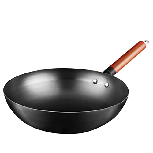 BAILR Multifunción Wok Sartén, Antiadherente y Antióxido Wok Sartenes, Wok Tradicional Facil De Mantener Apto Todas Las Cocinas, Vitroceramica, Gas, Lavavajillas (A 32cm)