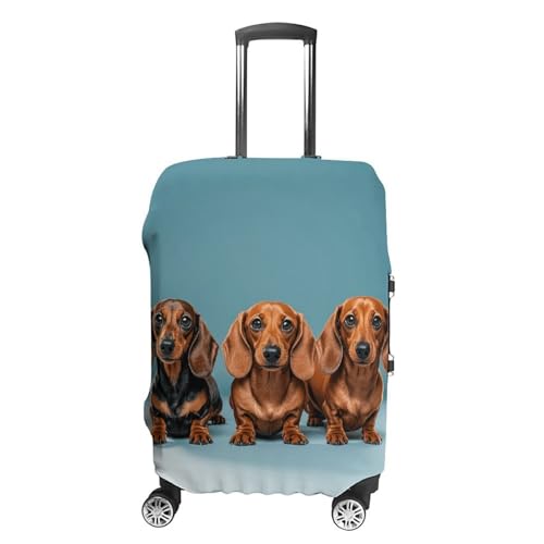 Carry on Luggage Cover Three Dachshunds Suitcase Covers for Luggages Tsa Approved Travel Luggage Sleeve Protector Elastic Suitcase Protector Anti-Scratch Washable Fits 19-30 Inch Case -XL