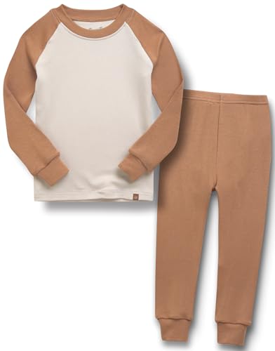 Image of VAENAIT 6M-12Y Toddler Toddler Kids Toddler Girls Boys Soft Comfy Modal Tencel Solid Raglan Sleepwear Pajamas Pjs 2pcs Set