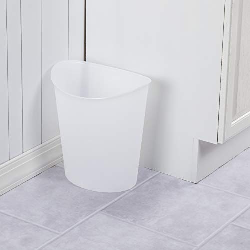 Sterilite 3 Gallon Oval Wastebasket with Lid, Small Plastic Trash Can for the Bathroom, Bedroom, Dorm or Home Office, Clear, 6-Pack