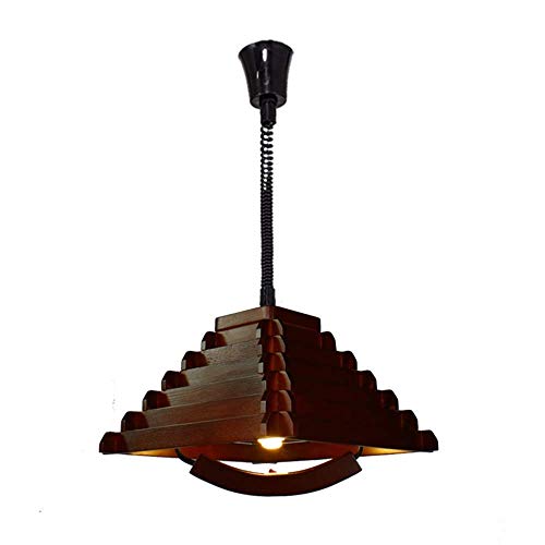 Lámpara colgante de madera estilo japonés E27 minimalista para decoración interior 2