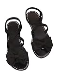 GORGLITTER Women's Bow Flat Sandals Dressy Summer Beach Vacation Open Toe Ankle Strap Summer Vacation Slides Shoes Black 8