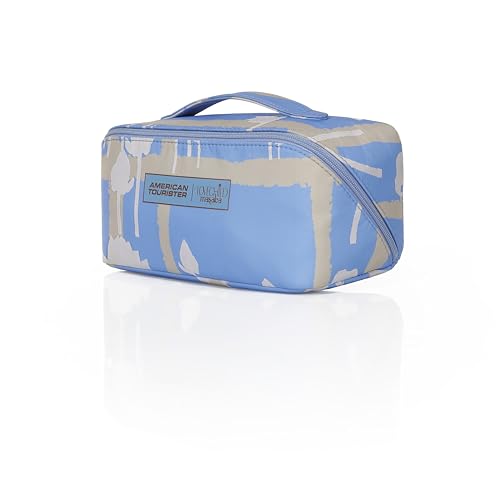 Image of American Tourister x Love Child by Masaba Polyester Cosmetic Pouch for Women /Travel Makeup Organizer /Stylish Multipurpose Toiletry Bag for Cosmetics, Accessories /Lightweight & Durable- Blue
