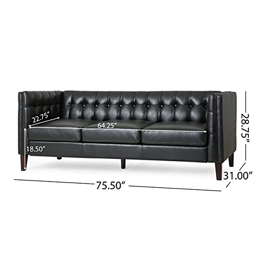 Christopher Knight Home Pondway Sofas, Midnight Black + Brown #TOP2