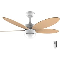 Ventilador Stem Con Luz Cecotec Ventilador de Techo con Luz EnergySilence Aero 4260 Orange. 40 W, Motor DC, Diámetro 42” con 5 Aspas Reversibles, Luz LED, Mando a distancia, Temporizador, 6 Velocidades
