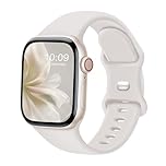 CREFORT Sport Bands Compatible with Apple Watch Band 38mm 40mm 41mm Women Men, Soft Silicone Strap Bands for iWatch Wristband Series SE 9 8 7 6 5 4 3 2 1 Small Large Starlight