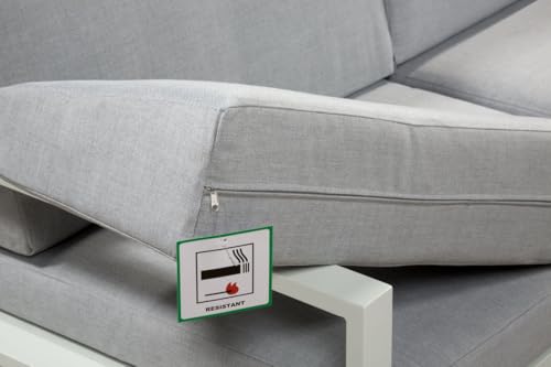 Garden Store Direct Sydney Aluminium Large Corner Lounge White Set w/Textured Glass Coffee Table. Convertable Into Sunlounger. Ready Assembeled, Unpack & Enjoy!