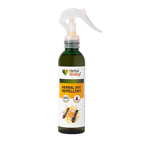 Herbal Strategi Ant Repellent Spray - 200ml | 100% Herbal & Ayurvedic Way to SHUU Ants Away | Guaranteed Results | Works on All Ant Types | For Home Kitchen Office & Garden