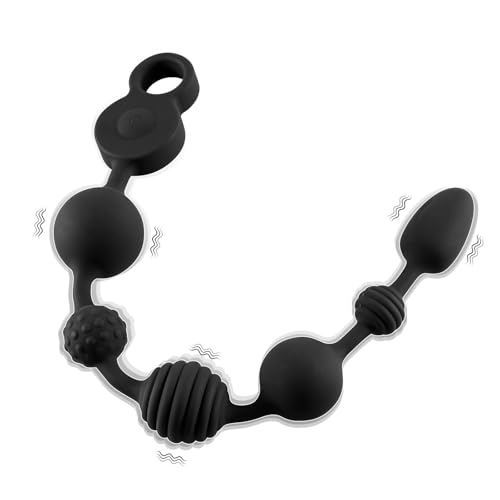 Shkanla Bolas Anales Vibradoras Silicona de 35,5 cm, Plug Anal Vibrador Flexible Recargable Masajeador de Próstata con 10 Modos Vibración, Juguetes Sexuales para Hombres Mujeres Parejas