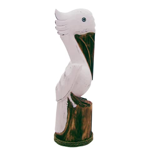 Figura decorativa Pelícano sentado madera 20 pulgadas miniatura 3