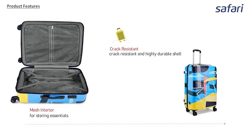 Image of Safari Polycarbonate Multicolor Quantum 8 Wheels,Anti-Theft Zipper,Printed(Cabin & Check-in)Trolley Spinner Luggage Set of 3,55Cm,65Cm & 77Cm,Small,Medium,Large,Multicolor