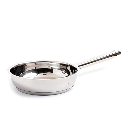 Jean-Patrique Silver Stainless Steel Frying Pan - 24Cm | A Round Stainless Steel Frying Pan With Easy-Pour Rims And Deep Sides. Suitable For Use With Any Oven Or Hob | From