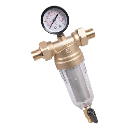 DOUDINGMAO Aggiorna il pre-filtro dell'acqua dei sedimenti in ottone con funzione di controlavaggio Filtro riutilizzabile per sedimenti d'acqua per sistemi idraulici domestici