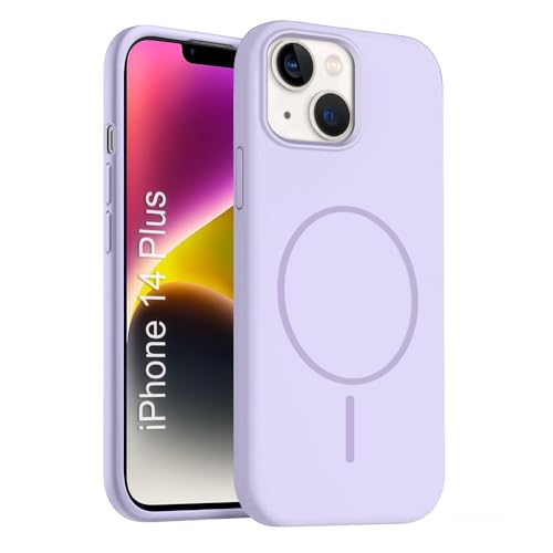 Image of iPhone 14 Plus Silicone Magsafe Case | Shock Proof Design & Camera Protection | Premium Rubberised Apple iPhone 14 Plus Cover (Microfiber Lining) | Magnetic Liquid Silicone - Purple