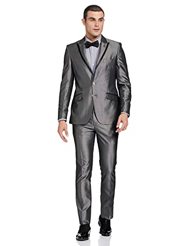 Image of Raymond Polyester Blend Men's Full Sleeve Slim FIT Medium Grey Formal Suit