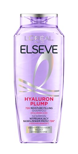 L'Oréal Paris Champú hidratante Elvital para cabello brillante y saludable, con ácido hialurónico para un impulso hidratante, Hydra Hyaluronic, 400 ml