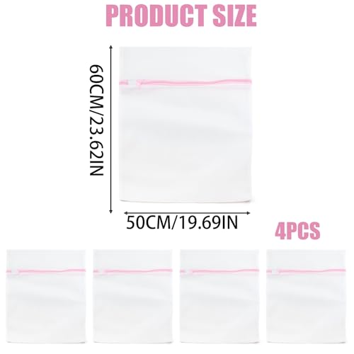 4Pcs Mesh Laundry Bags for Washing Machine, 50 x 60cm Mesh Laundry Bags With Hidden Zipper, Reuse Washing Bag, Reusable Net Laundry Bag for Underwear, Socks, Shirt, Baby Clothes Bra - Image 2