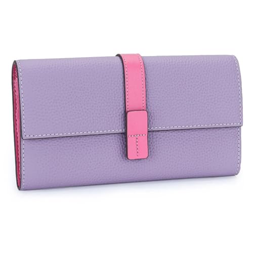 Porte-cartes à carreaux Hemasa femme violet petit portefeuille 2 volets
