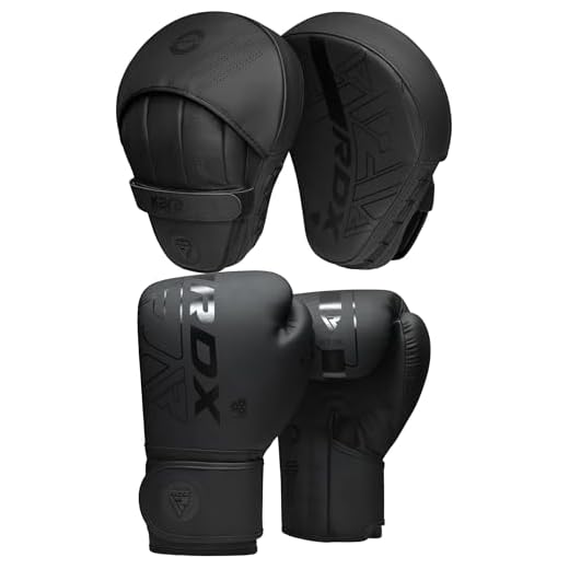 RDX Boxhandschuhe und Pratzen Set, Kampfsport Handpratzen, Muay Thai Boxpratzen Mitts, MMA Training Boxen Pads, Sparring Schlagpolster, Kickboxen Schlagkissen, Haken und Jab Boxpads (MEHRWEG)