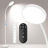 Lanonany LED Floor Lamp, Height Adjustable Floor Lamps for Living Room, Super Bright Standing Lamp with Timer, Adjustable Colors & Brightness Floor lamp for Bedroom with Remote & Touch Control, White