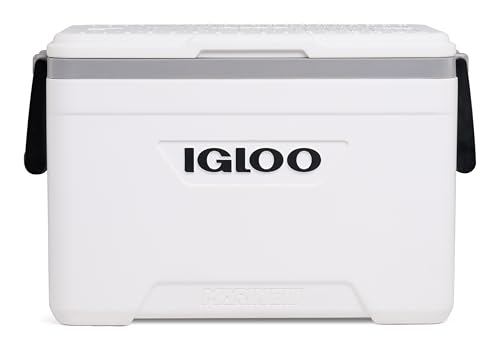 Igloo Marine 25 QT Cooler - Glaciere Rigide 23L - Isolation THERMECOOL - Protection UV - CoolRiser - Regle Poisson - Arrimage - Bateau Camping - Blanc