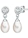 Produktbild Valero Pearls Damen Ohrstecker aus 925 Sterling Silber mit Potato Süßwasser-Zuchtperlen 6-7 mm weiß Zirkonia Blume - Silberohrstecker Perlenohrhänger