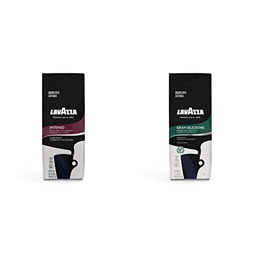 Lavazza Intenso Ground Coffee Blend, Dark Roast, 12-Ounce Bag & Gran Selezione Ground Coffee Blend, Dark Roast, 12 oz