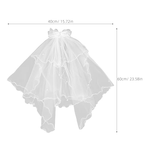 LUOZZY Multi-layer White Bow Veil for Girls First Communion Church Ceremony and Birthday Accessories2