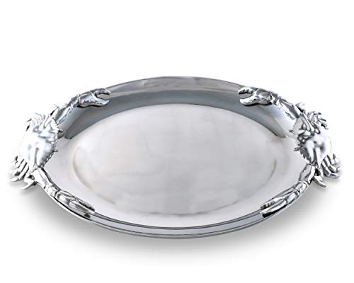 Arthur Court Designs Aluminum Crab Oval Platter Food Serving Bar Costal Theme Tarnish-Free 20 Inch X 13.5 Inch #TOP2