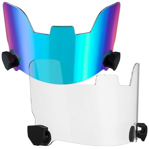 Image of Xuhal 2 Pcs Football Visor for Youth Adult Football Helmet Visor Lacrosse Helmet Eye Shield Eye Protection for Sport(Clear and Colorful Green)