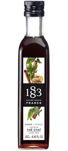 1883 Maison Routin Premium Chai Tea Syrup for Coffee Latte Iced Tea Desserts - Vegan-Friendly Allergen-Free No Preservatives - 250ml Glass Bottle