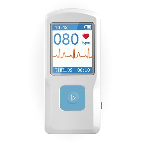 Image of CONTEC PM10 Portable ECG /EKG Monitor - Bluetooth Heart Rate & Rhythm Recorder with Rechargeable Battery, 1.77″ Color Screen & USB, Handheld Personal Heart Check Device