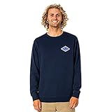 Mezcla de algodón orgánico RIP CURL Camiseta de Manga Larga Hombre SWC Diamond Crew Navy - Mezcla de algodón orgánico - Estampado en la Parte Delantera y Trasera
