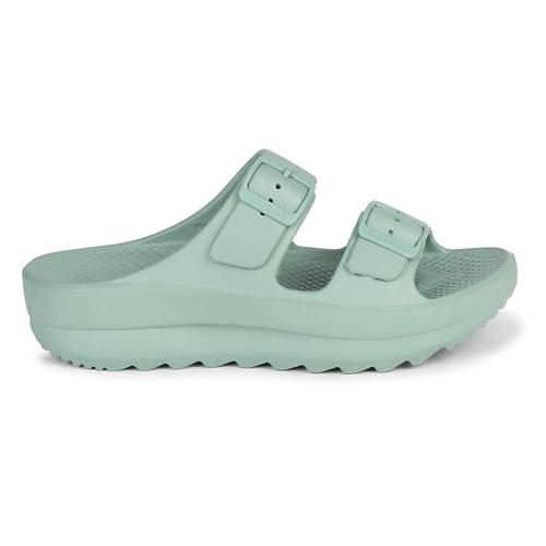 Image of Aqualite Women's Slides Slippers - Slip-On Flat Base Flipflop Lightweight, Anti-Skid & All-Day Comfort | Casual Home & Outdoor Sandals for Women